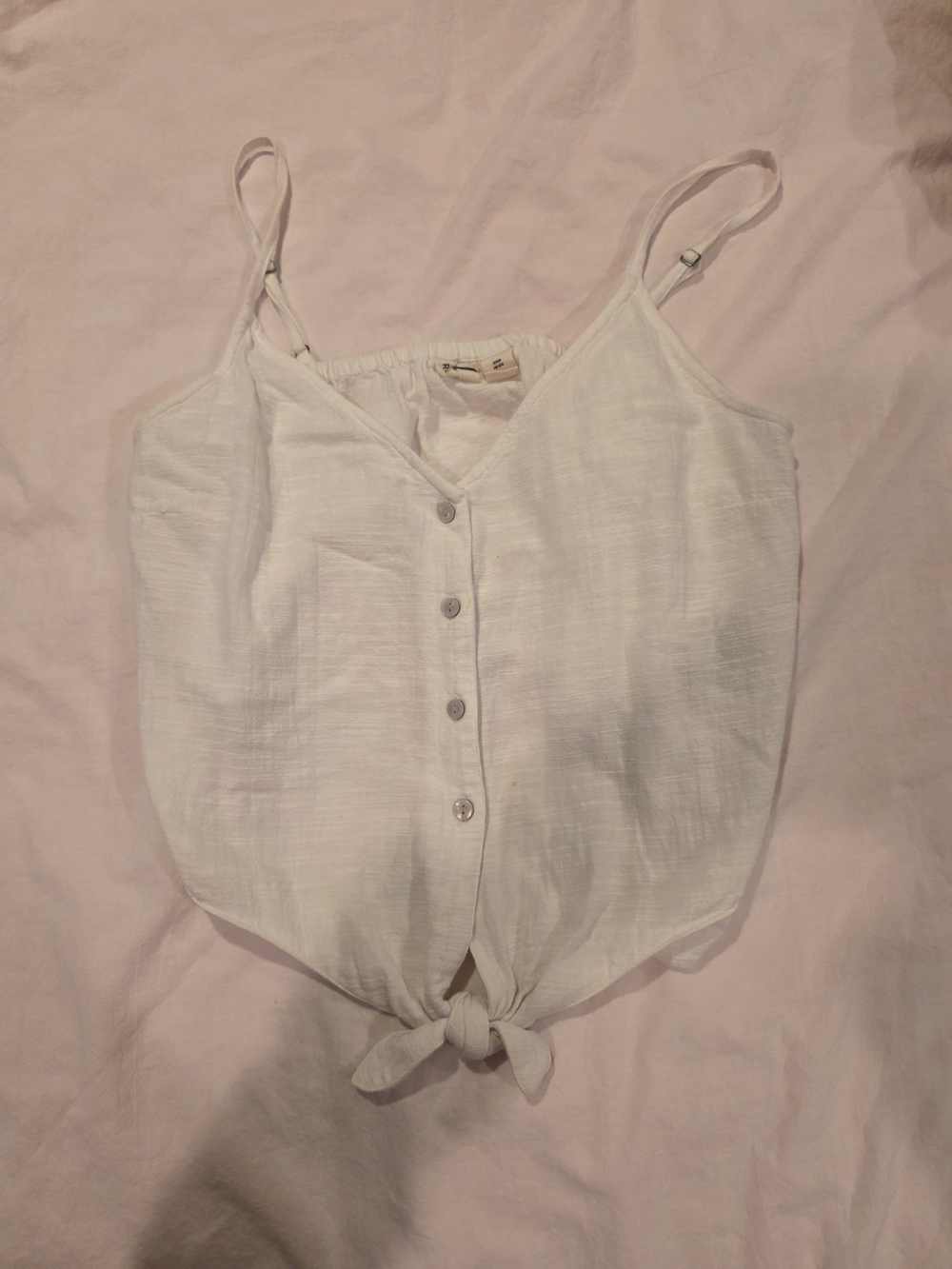 Roxy White Button-Tie V-Neck Cami